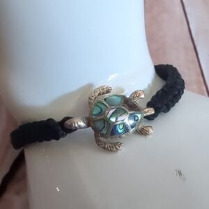 Sterling Silver Mother of Pearl Turtle Charm Bracelet